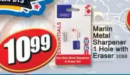 A5 Cash & Carry Marlin Metal Sharpener 1 Hole with Eraser offer