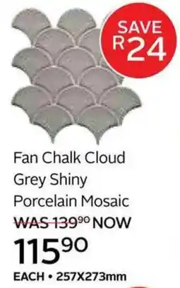 CTM Fan Chalk Cloud Grey Shiny Porcelain Mosaic offer