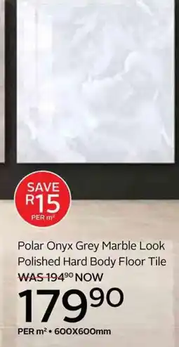 CTM Polar Onyx Grey Marble Look Polished Hard Body Floor Tile offer