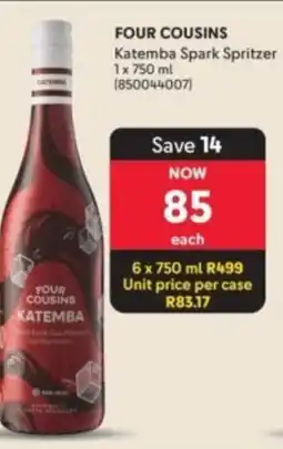 Makro’s liquor Four Cousins Katemba Spark Spritzer offer