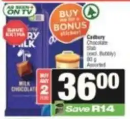 KwikSpar Cadbury Chocolate Slab Assorted offer
