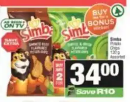 KwikSpar Simba Potato Chips Assorted offer