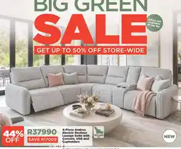 House & Home 4-Piece Andrea Electric Recliner Lounge Suite with Console, USB and Cupholders offer