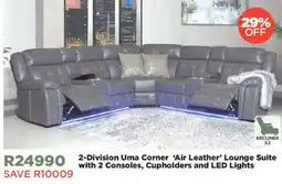 House & Home 2-Division Uma Corner 'Air Leather' Lounge Suite offer