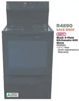 House & Home DEFY Black 4-Plate Kitchenaire 600 Stove offer