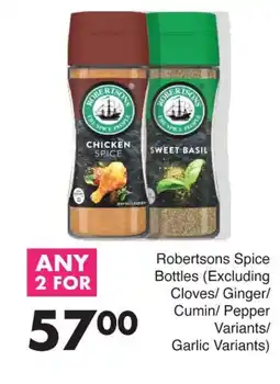 Save Robertsons Spice Bottles (Excluding Cloves/ Ginger/ Cumin/ Pepper Variants/ Garlic Variants) offer