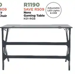 House & Home Nero Gaming Table K01-RGB offer