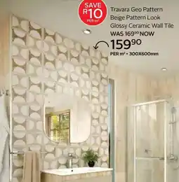CTM Travara Geo Pattern Beige Pattern Look Glossy Ceramic Wall Tile offer