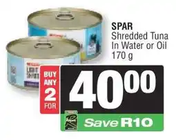 Spar SPAR Shredded Tuna In Water or Oil 170 g offer
