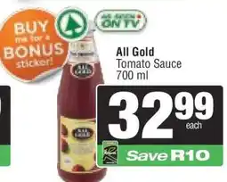 Spar ALL GOLD Tomato Sauce offer