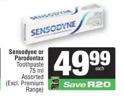 Spar Sensodyne or Parodontax Toothpaste offer