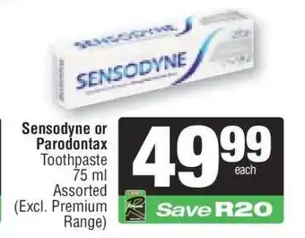 Spar Sensodyne or Parodontax Toothpaste offer