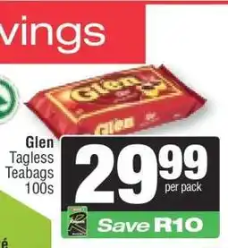 Spar Glen Tagless Teabags 100s offer