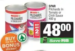 Spar SPAR Pilchards In Tomato or Chilli Sauce 400 g offer