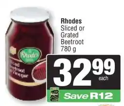 Spar Rhodes Sliced or Grated Beetroot 780 g offer