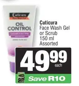 Spar Cuticura Face Wash Gel or Scrub offer