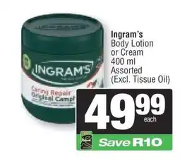 Spar Ingram's Body Lotion or Cream offer