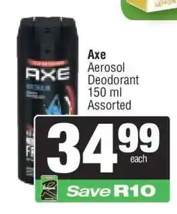 Spar Axe Aerosol Deodorant 150 ml Assorted offer