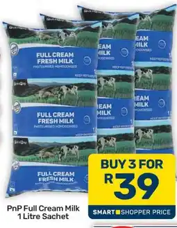 Pick n Pay Hypermarket PnP Full Cream Milk 1 Litre Sachet offer
