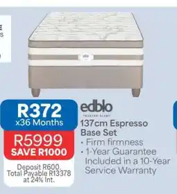 OK Furniture 137cm Espresso Base Set offer