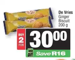 Spar De Vries Ginger Biscuit 200 g offer