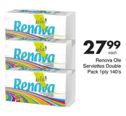 Save Renova Ole Serviettes Double Pack 1ply offer