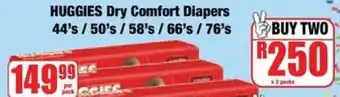 Boxer HUGGIES Dry Comfort Diapers offer