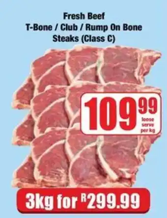 Boxer Fresh Beef T-Bone / Club / Rump On Bone Steaks (Class C) offer