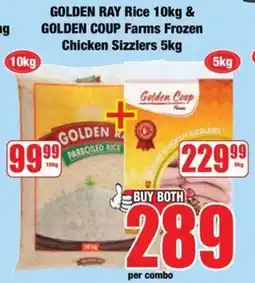 Boxer GOLDEN RAY Rice & GOLDEN COUP Farms Frozen Chicken Sizzlers offer