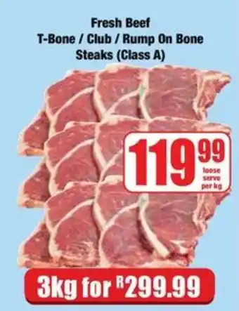 Boxer Fresh Beef T-Bone / Club / Rump On Bone Steaks (Class A) offer