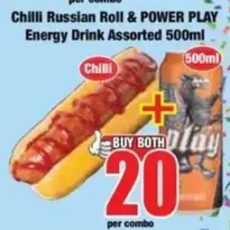 Boxer Chilli Russian Roll & POWER PLAY Energy Drink Assorted offer