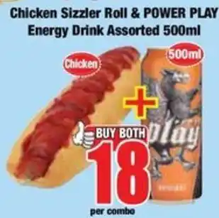 Boxer Chicken Sizzler Roll & POWER PLAY Energy Drink Assorted offer