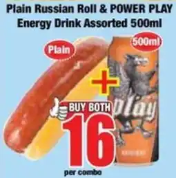 Boxer Plain Russian Roll & POWER PLAY Energy Drink Assorted offer