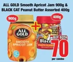 Boxer ALL GOLD Smooth Apricot Jam & BLACK CAT Peanut Butter Assorted offer