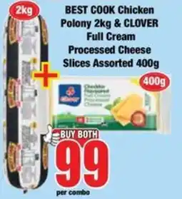 Boxer BEST COOK Chicken Polony & CLOVER Processed Cheese Slices Assorted offer