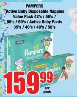 Boxer Pampers Active Baby Disposable Nappies offer