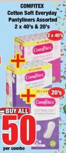 Boxer COMFITEX Cotton Soft Everyday Pantyliners Assorted offer