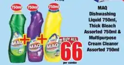 Boxer MAQ Dishwashing Liquid, Thick Bleach Assorted & Multipurpose Cream Cleaner Assorted offer