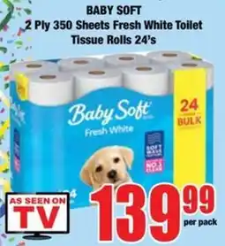 Boxer Baby Soft 2 Ply 350 Sheets Fresh White Toilet Tissue Rolls offer