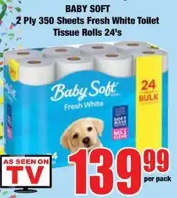 Boxer Baby Soft 2 Ply 350 Sheets Fresh White Toilet Tissue Rolls offer