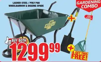 Lasher Steel / Poly Pan Wheelbarrow & Digging Spade