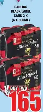 Boxer Carling - black label cans 2 x (6 x 500ml) offer