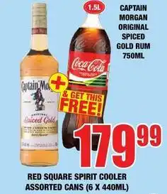 Boxer Captain morgan - red square spirit cooler assorted cans offer