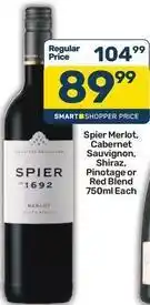Pick n Pay Spier - merlot, cabernet sauvignon, shiraz, pinotage or red blend offer