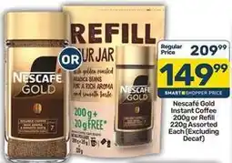 Pick n Pay Nescafé - gold instant coffee 200g or refill 220g assorted offer