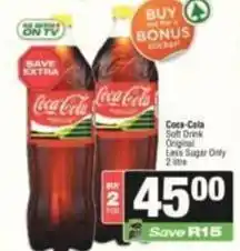 SuperSpar Coca cola - soft drink original less sugar offer