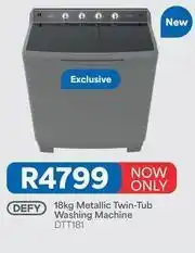 OK Furniture Defy - 18kg metallic twin-tub washing machine dtt181 offer