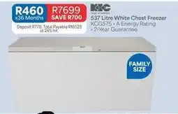 OK Furniture Kic - 537 litre white chest freezer kcg575 offer