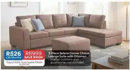 OK Furniture Total - 3-piece selena corner chaise lounge suite with ottoman offer