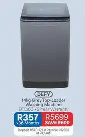 OK Furniture Defy - 14kg grey top-loader washing machine dtl160 offer